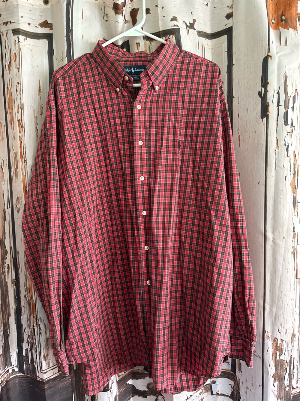 Ralph Lauren Red and Black Plaid Button-Down Shirt xxl see details